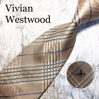 ヴィヴィアンウエストウッド(Vivienne Westwood)のVivian Westwood ネクタイ　ストライプ　ベージュ　オーブ柄(ネクタイ)