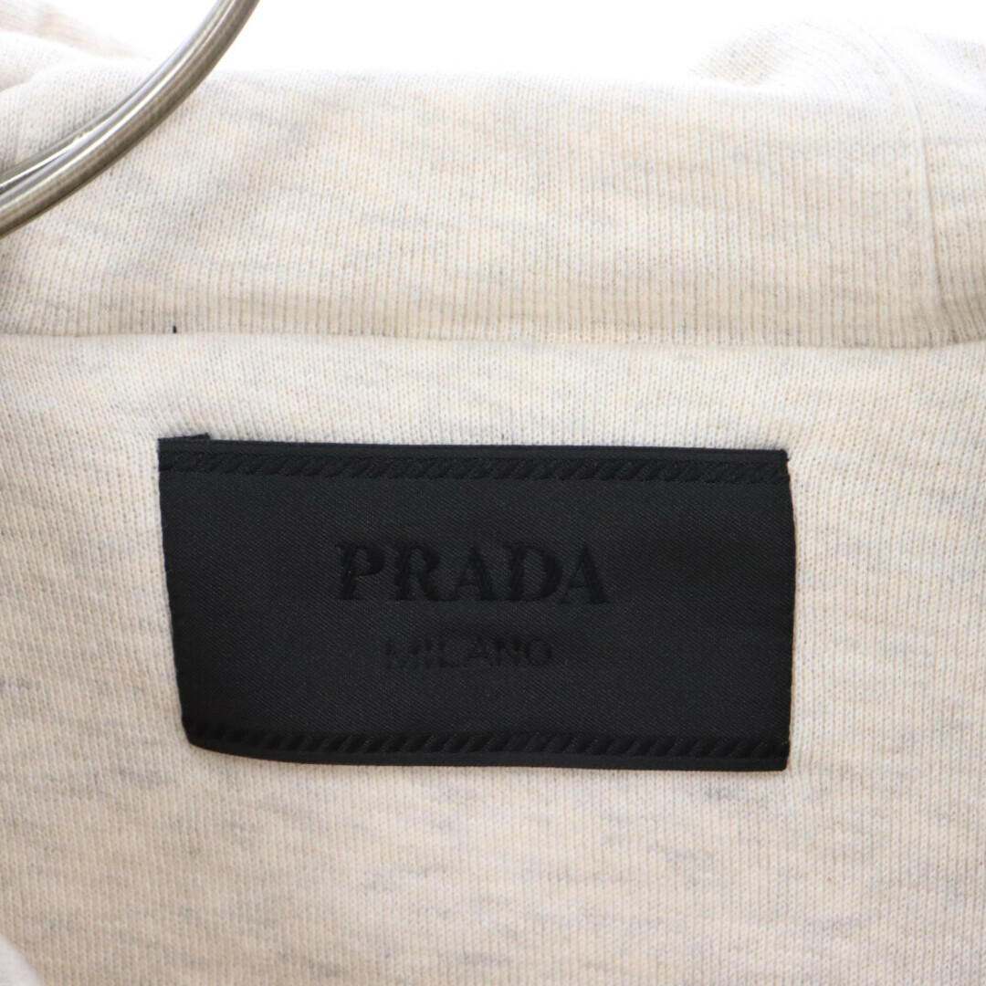 PRADA(プラダ)のPRADA プラダ 23AW ロゴコットンフリースプルオーバーパーカー フーディー ホワイト UJL24B メンズのトップス(パーカー)の商品写真