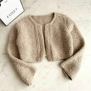 フォクシー(FOXEY)の美品 定価14万 FOXEY テディベアボレロ カシミヤ100% ベージュ(カーディガン)