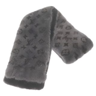 ルイヴィトン(LOUIS VUITTON)のLOUIS VUITTON ルイヴィトン エシャルプ モノグラム リバース ミンクファー マフラー グレー/ブラック M70927(マフラー)