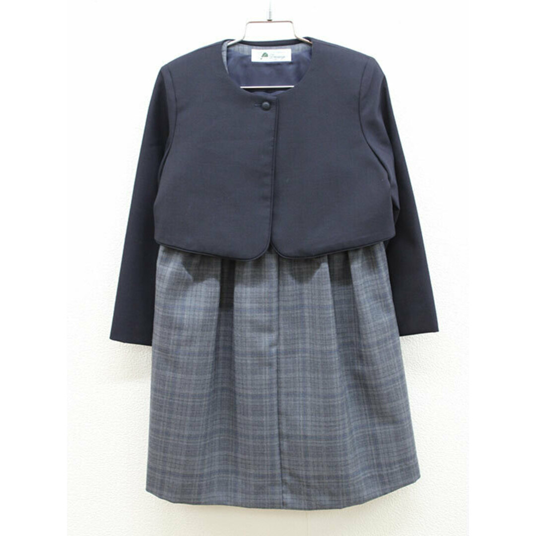 Dressage - ▲ドレッサージュ/Dressage▲120cm アンサンブル 濃紺×グレー系チェック フォーマル お受験 お稽古 通塾 見学会 説明会 通園 通学 七五三 冠婚葬祭【中古】子供服 キッズ kids 女の子 fml 523042
