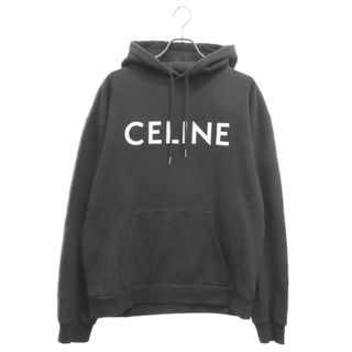 celine - CELINE セリーヌ 21SS LOOSE HOODIE IN COTTON FLEECE クラシックロゴルーズスウェットプルオーバーパーカー 2Y321052H ブラック