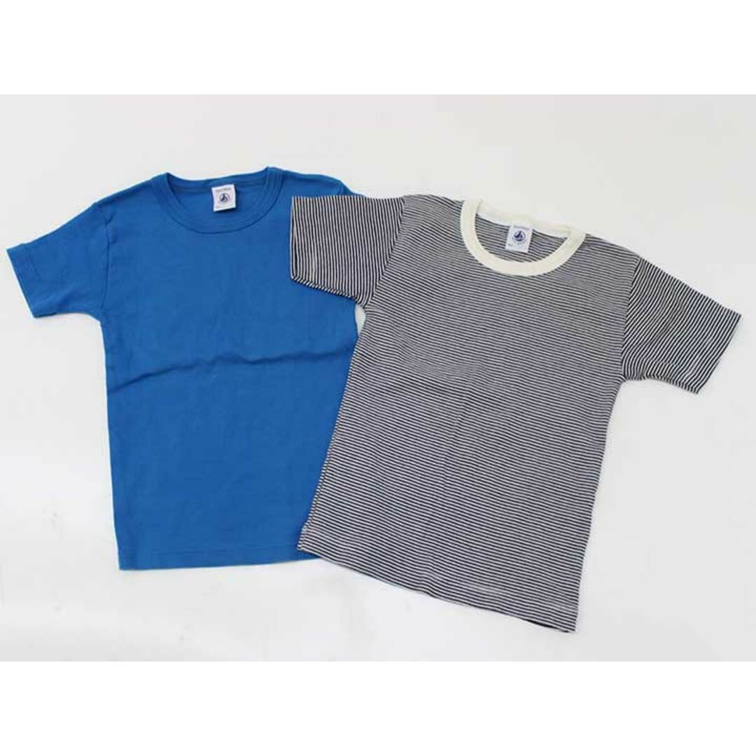 PETIT BATEAU(プチバトー)の【新入荷!】▽プチバトー/PETIT BATEAU▽110cm 肌着/半袖Tシャツ2点set 青＆黒×オフホワイト【中古】【ネット限定】子供 キッズ kids 男の子 春夏秋冬 tops 223042 キッズ/ベビー/マタニティのキッズ服女の子用(90cm~)(下着)の商品写真