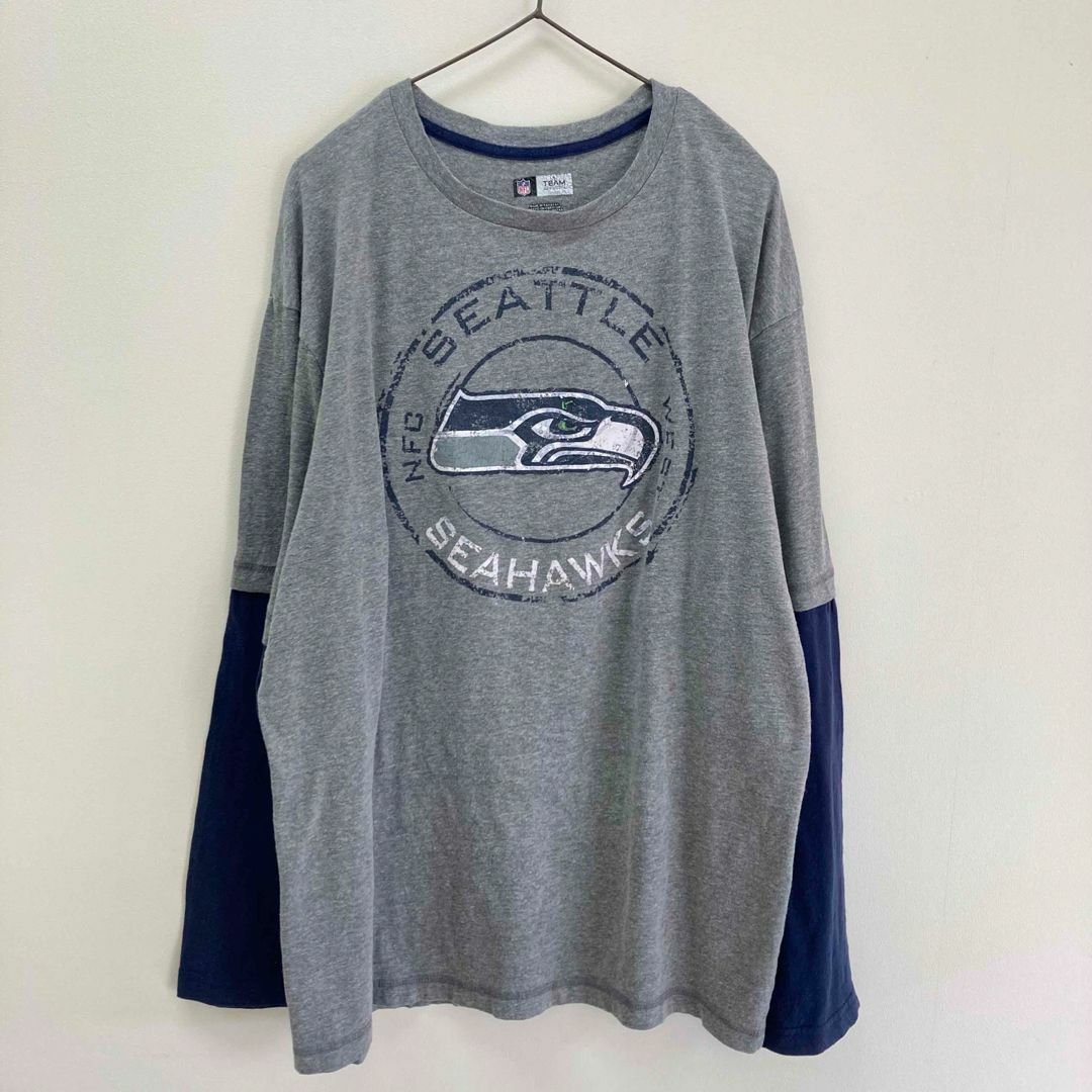 【サービス商品】古着　NFL シーホークス　ロンT　メンズ　グレー　XL メンズのトップス(Tシャツ/カットソー(七分/長袖))の商品写真