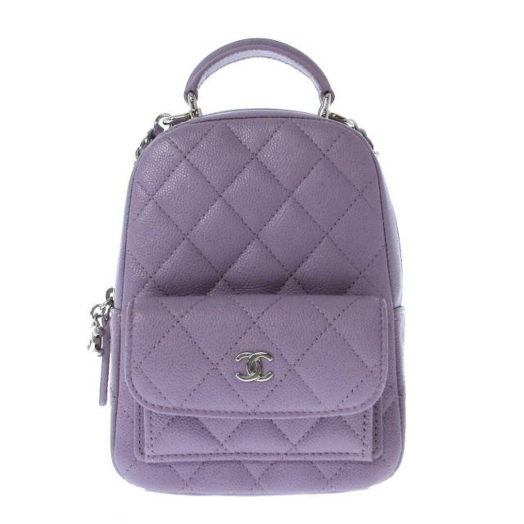 CHANEL(シャネル)のCHANEL(シャネル) リュックサック レディース新品同様  クラシックミニバックパック AP3753 ライトパープル シルバー金具/チェーンショルダー/2Way キャビアスキン レディースのバッグ(リュック/バックパック)の商品写真