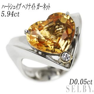 Pt900/K18 ハートシェイプヘソナイト ガーネット ダイヤモンド リング 5.94ct D0.05ct(リング(指輪))