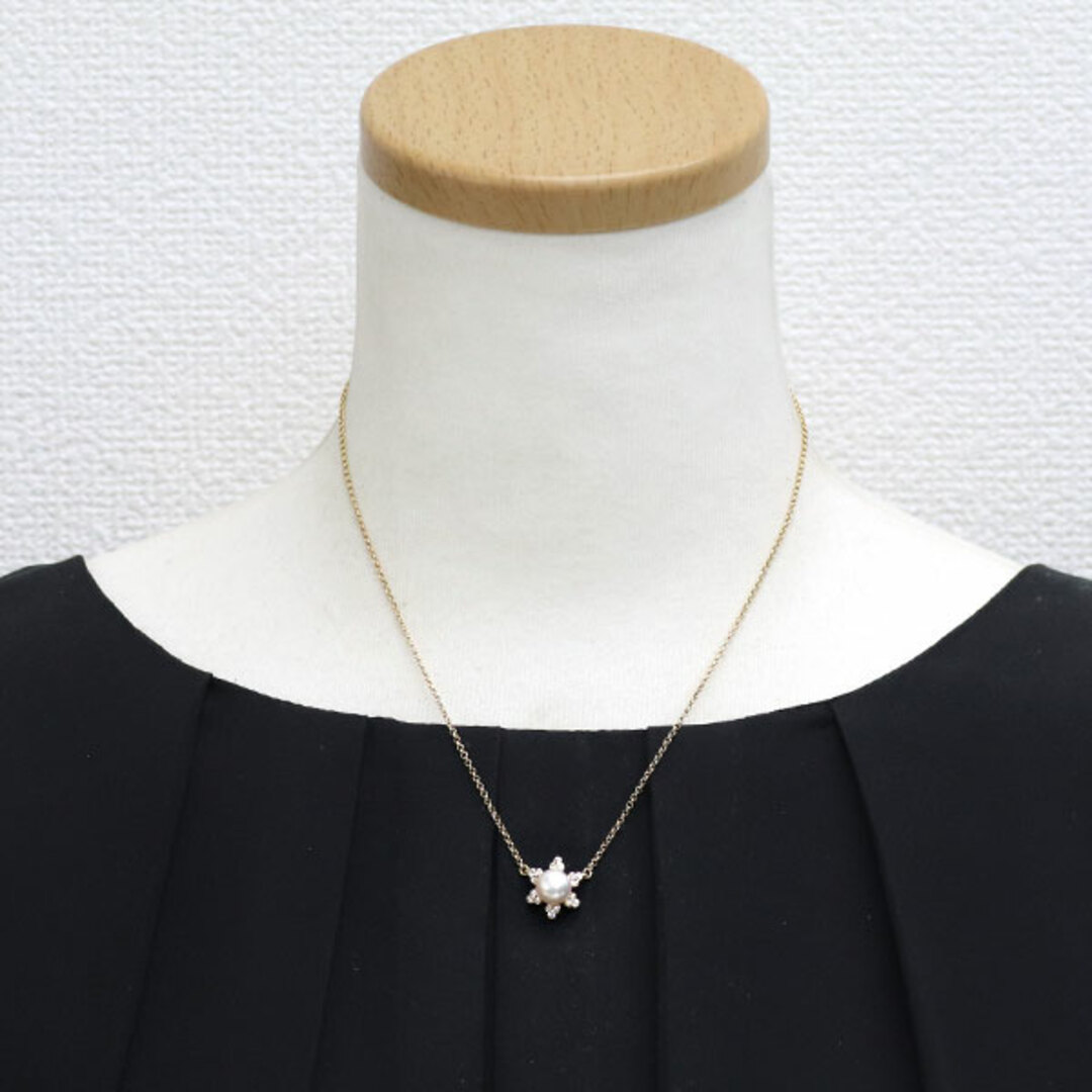 ニナリッチ/セイコー K18YG アコヤ 真珠 ダイヤモンド ペンダントネックレス 径約7.4mm レディースのアクセサリー(ネックレス)の商品写真