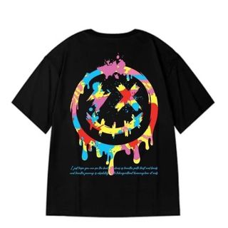 【数量限定】男性用 半袖Tシャツ スマイル バックプリント オーバーサイズ 韓国(Tシャツ/カットソー(半袖/袖なし))