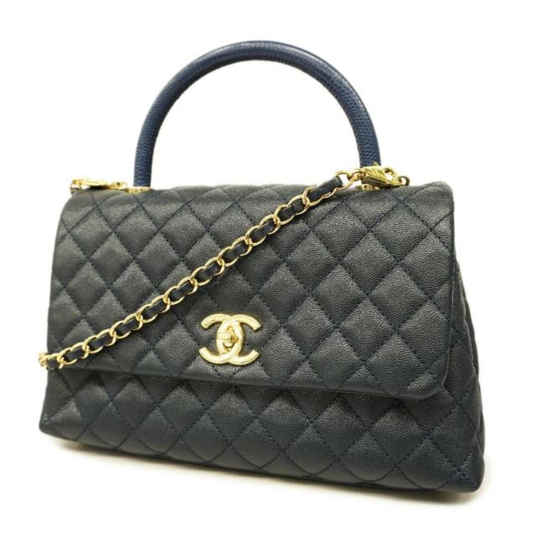 CHANEL(シャネル)の【3dc1738-e-g】シャネル ツーウェイバッグ/マトラッセ/ココハンドル/チェーンショルダー/キャビアスキン/リザード/ネイビー/ゴールド金具 【中古】 レディース レディースのバッグ(その他)の商品写真