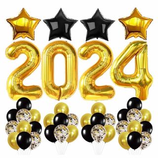 ゴールド 2024 バルーン 数字セット　誕生日飾り　パーティー　飾り　可愛い(その他)