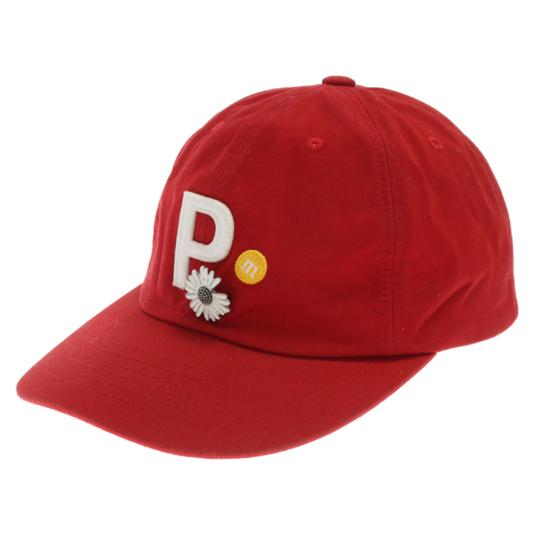 PEACEMINUSONE(ピースマイナスワン)のpeaceminusone ピースマイナスワン PMO BALL CAP #1 N2 6286 Pワッペン フラワーピン装飾 帽子 キャップ レッド メンズの帽子(キャップ)の商品写真