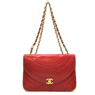 シャネル(CHANEL)のCHANEL(シャネル) ショルダーバッグ レディース - レッド ゴールド金具/チェーンショルダー/ラウンドステッチ/フラップバッグ ラムスキン(ショルダーバッグ)