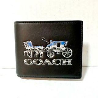 コーチ(COACH)のCOACH(コーチ) 札入れ - C7018-QBTKJ 黒×シルバー×ブルー レザー(財布)