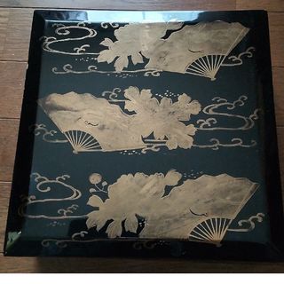 レトロな漆器　蒔絵一段重　木製(漆芸)