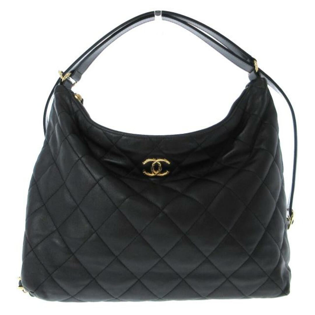 CHANEL(シャネル)のCHANEL(シャネル) リュックサック レディース美品  マキシ ホーボー AS3488 黒 2way/チェーンショルダー シャイニーカーフスキン レディースのバッグ(リュック/バックパック)の商品写真