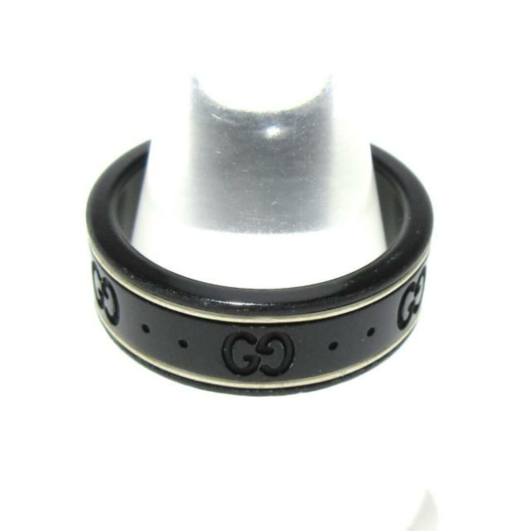 Gucci(グッチ)のGUCCI(グッチ) リング 17 アイコンシンバンド 225985 シンセティックコランダム×K18WG 黒 レディースのアクセサリー(リング(指輪))の商品写真