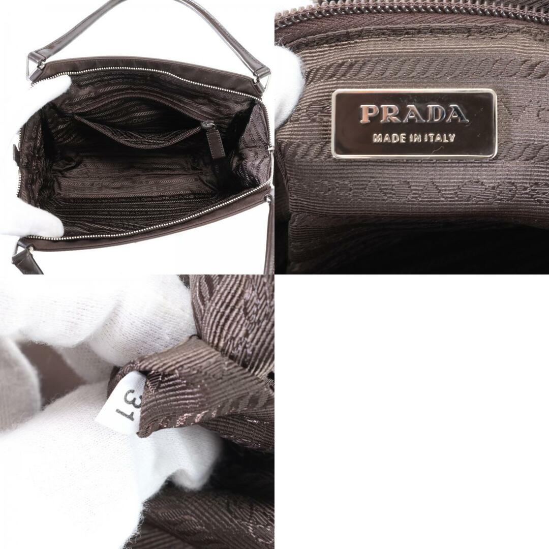 PRADA(プラダ)の極美品 プラダ ギャランティ付 テスート ナイロン 三角ロゴ B11091 レザー ハンドバッグ トート ブラウン レディース MMM U5-5 レディースのバッグ(ハンドバッグ)の商品写真