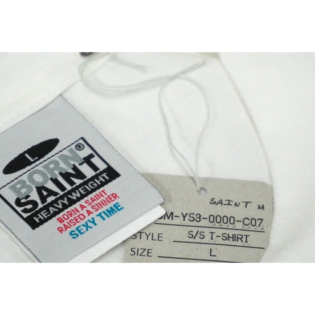 新品未使用 SAINT MICHAEL セント マイケル BORN SAINT 半袖Ｔシャツ SM-YS3-0000-C07 24SS ホワイト サイズL 中古 61787 レディースのトップス(Tシャツ(半袖/袖なし))の商品写真