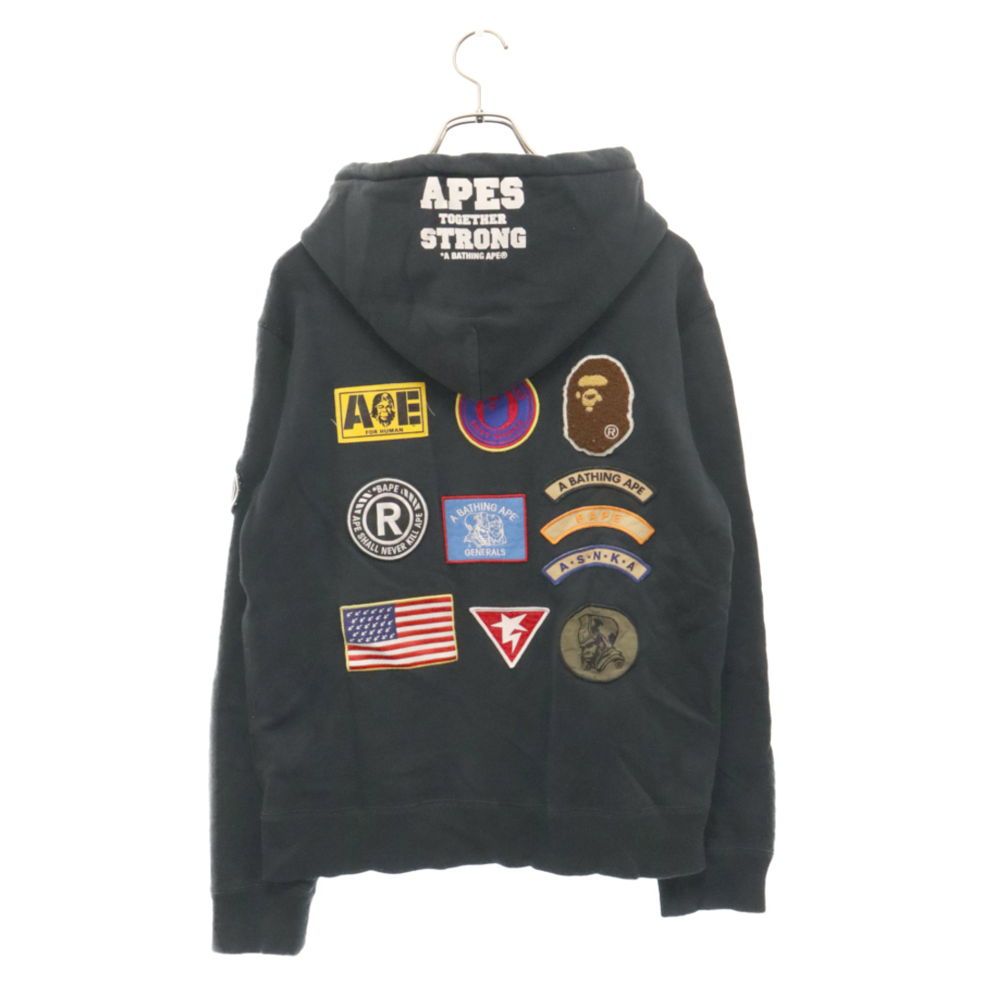 A BATHING APE(アベイシングエイプ)のA BATHING APE アベイシングエイプ BAPE PATCH PULLOVER HOODIE ベイプパッチ プルオーバー フーディ パーカー ブラック 001PPE201001X メンズのトップス(パーカー)の商品写真