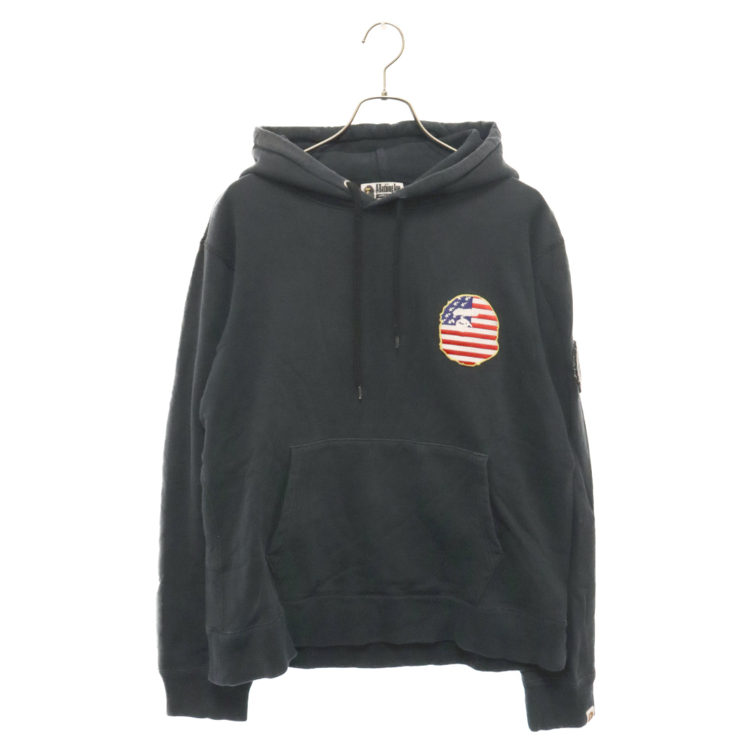 A BATHING APE(アベイシングエイプ)のA BATHING APE アベイシングエイプ BAPE PATCH PULLOVER HOODIE ベイプパッチ プルオーバー フーディ パーカー ブラック 001PPE201001X メンズのトップス(パーカー)の商品写真