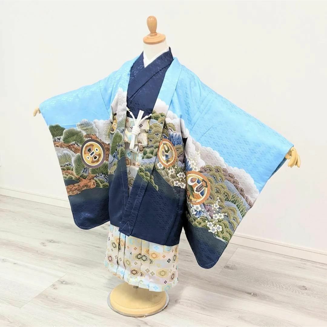 セット七五三 5歳男の子 羽織&袴&長着&小物 紺地豪華刺繡 セット七五三 5歳男の子 羽織&袴&長着&小物 紺地豪華刺繡