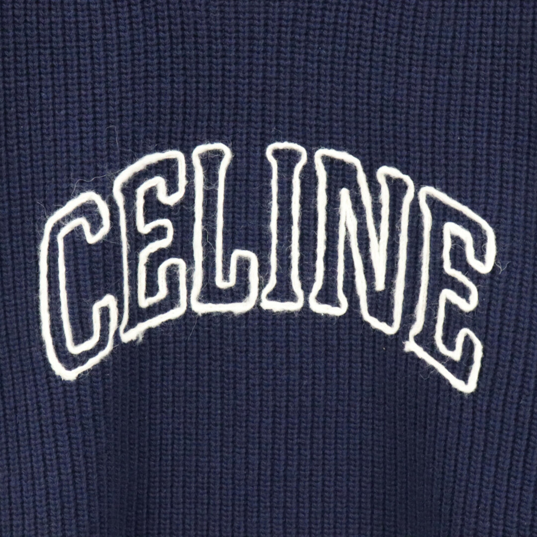 celine(セリーヌ)のCELINE セリーヌ オーバーサイズ セーター / リブ編みウール ロゴ クルーネック ニットセーター 2AW9A311Y ネイビー メンズのトップス(ニット/セーター)の商品写真