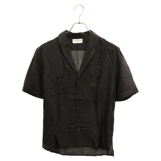 サンローラン(Saint Laurent)のSAINT LAURENT PARIS サンローランパリ オープンカラー 半袖シルクシャツ ブラック 644680(シャツ)