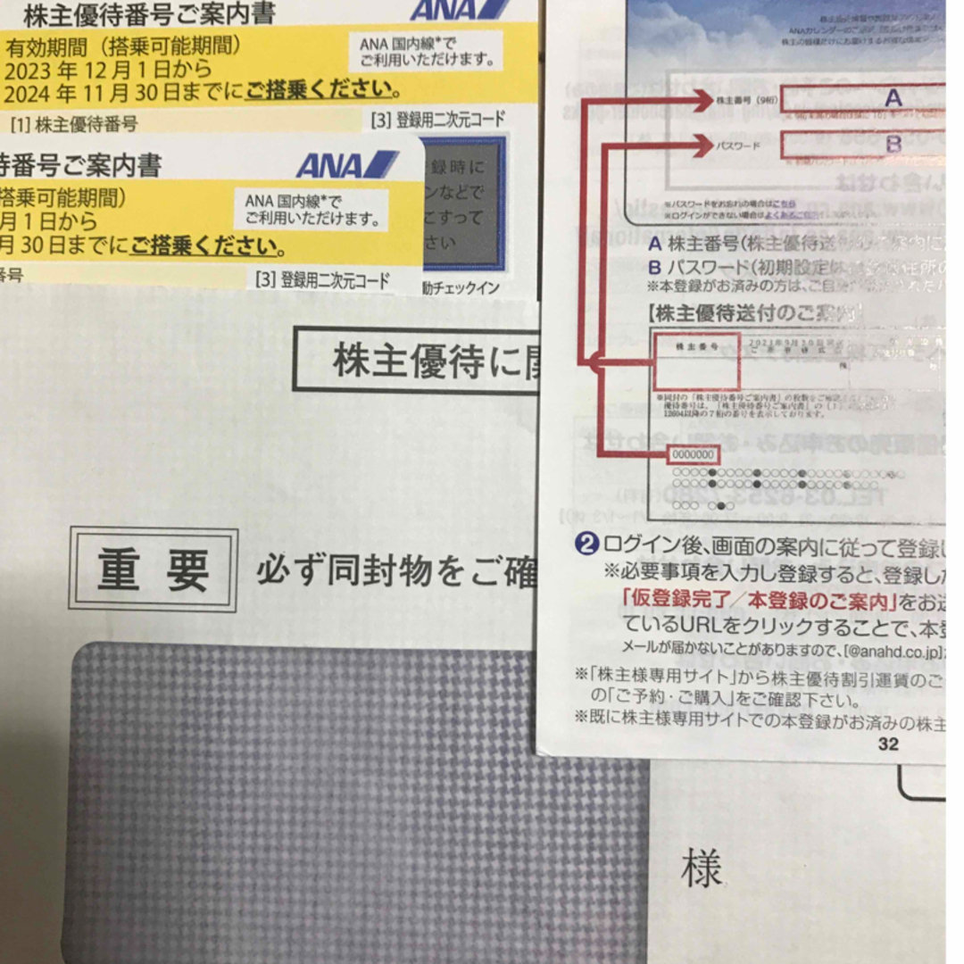 ANA 株主優待　2枚セット　2024年11月末まで チケットの優待券/割引券(その他)の商品写真