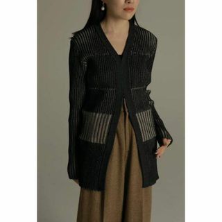 louren plating knit cardigan ブラック(カーディガン)