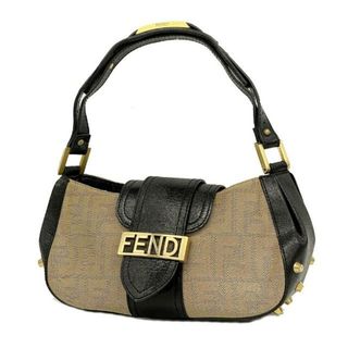 フェンディ(FENDI)の★SALE 【4ge4514】フェンディ ハンドバッグ/ズッカ/キャンバス/レザー/ブラック/ベージュ/ゴールド金具 【中古】 レディース(ハンドバッグ)