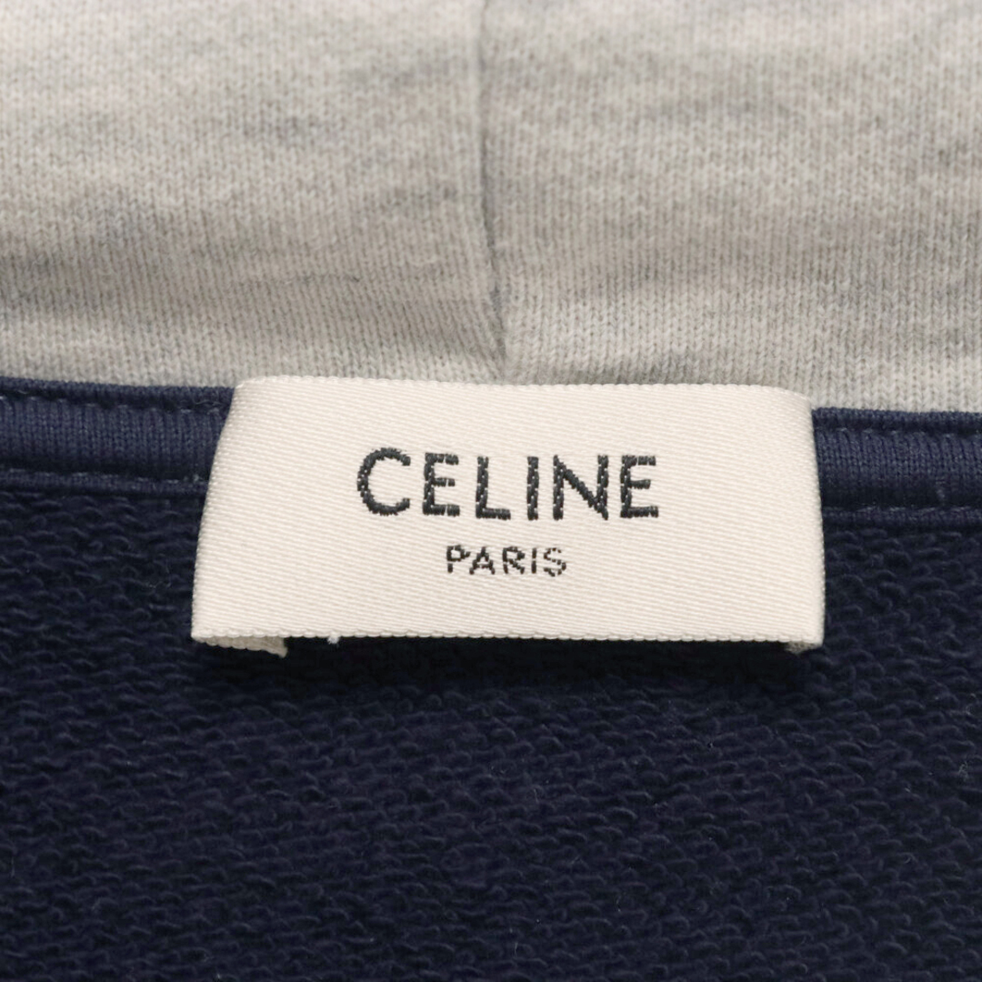 celine(セリーヌ)のCELINE セリーヌ 22SS Two-tone Hoodie in Cotton Fleece 2Y730670Q コットンフリースツートーンフーディ プルオーバーパーカー グレー/ネイビー メンズのトップス(パーカー)の商品写真