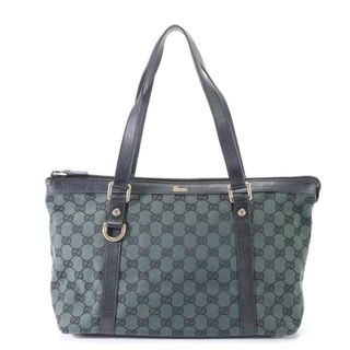 グッチ(Gucci)の美品 グッチ GGキャンバス 272399 レザー トート バッグ 肩掛け ショルダー ハンド 本革 グリーン レディース YYM U13-1(トートバッグ)