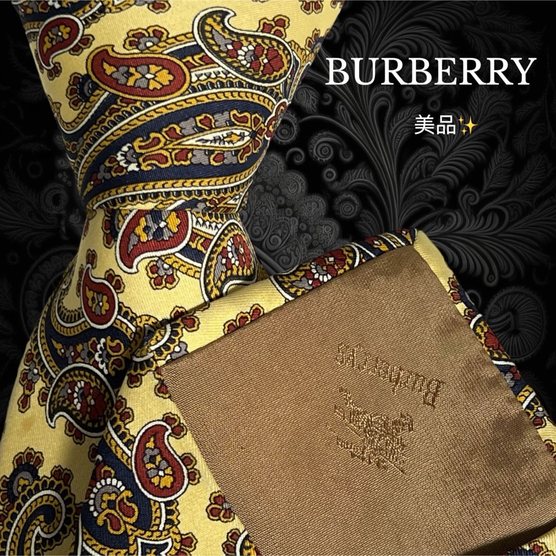 BURBERRY(バーバリー)のBURBERRY イエロー マルチカラー ペイズリー柄 総柄 メンズのファッション小物(ネクタイ)の商品写真