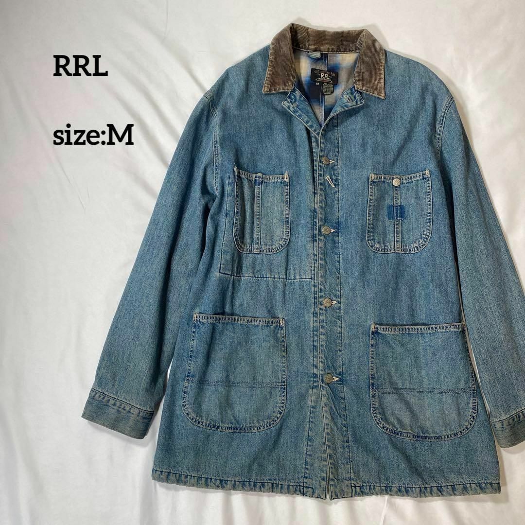RRL(ダブルアールエル)の90's RRL デニムカバーオール　M オンブレチェック　三つ星タグ　US製 メンズのジャケット/アウター(カバーオール)の商品写真
