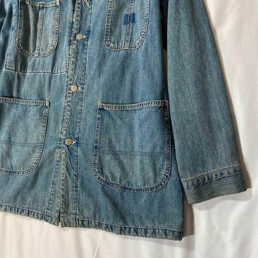 RRL(ダブルアールエル)の90's RRL デニムカバーオール　M オンブレチェック　三つ星タグ　US製 メンズのジャケット/アウター(カバーオール)の商品写真