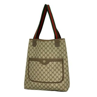 グッチ(Gucci)の★SALE 【4ge4586】グッチ トートバッグ/GGスプリーム/シェリーライン/39 02 003/PVC/ブラウン/ベージュ/シルバー金具/ゴールド金具 【中古】 レディース(トートバッグ)