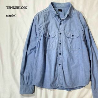 TENDERLOIN - テンダーロイン　フラップポケットシャンブレーサファリシャツ　ブルー　M