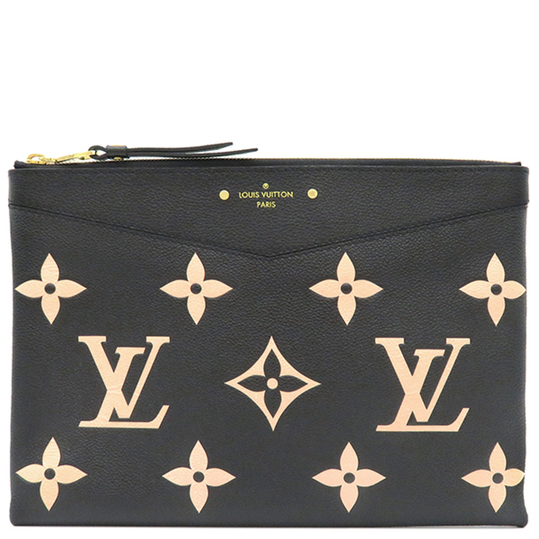 LOUIS VUITTON(ルイヴィトン)のルイヴィトン LOUIS VUITTON ポーチ デイリーポーチ モノグラムアンプラント ブラック×ベージュ ゴールド金具 黒 ベージュ クラッチ  M81292 RFID 【保存袋】【中古】 レディースのファッション小物(ポーチ)の商品写真