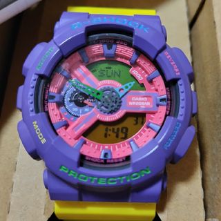 ジーショック(G-SHOCK)の美品▷G-SHOCK GA-110HC-6AJFパープル×イエロー×ピンク(腕時計(デジタル))