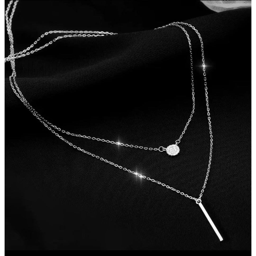2連チェーン ネックレス シルバー プチプラ アクセサリー レディース キラキラ レディースのアクセサリー(ネックレス)の商品写真