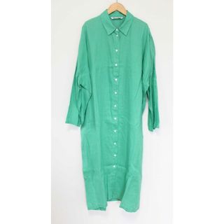 【春夏物 新入荷】●ZARA/ザラ●ロングシャツワンピース/長袖/マキシ丈 グリーン/緑 レディース L【中古】春夏 onepi 923042