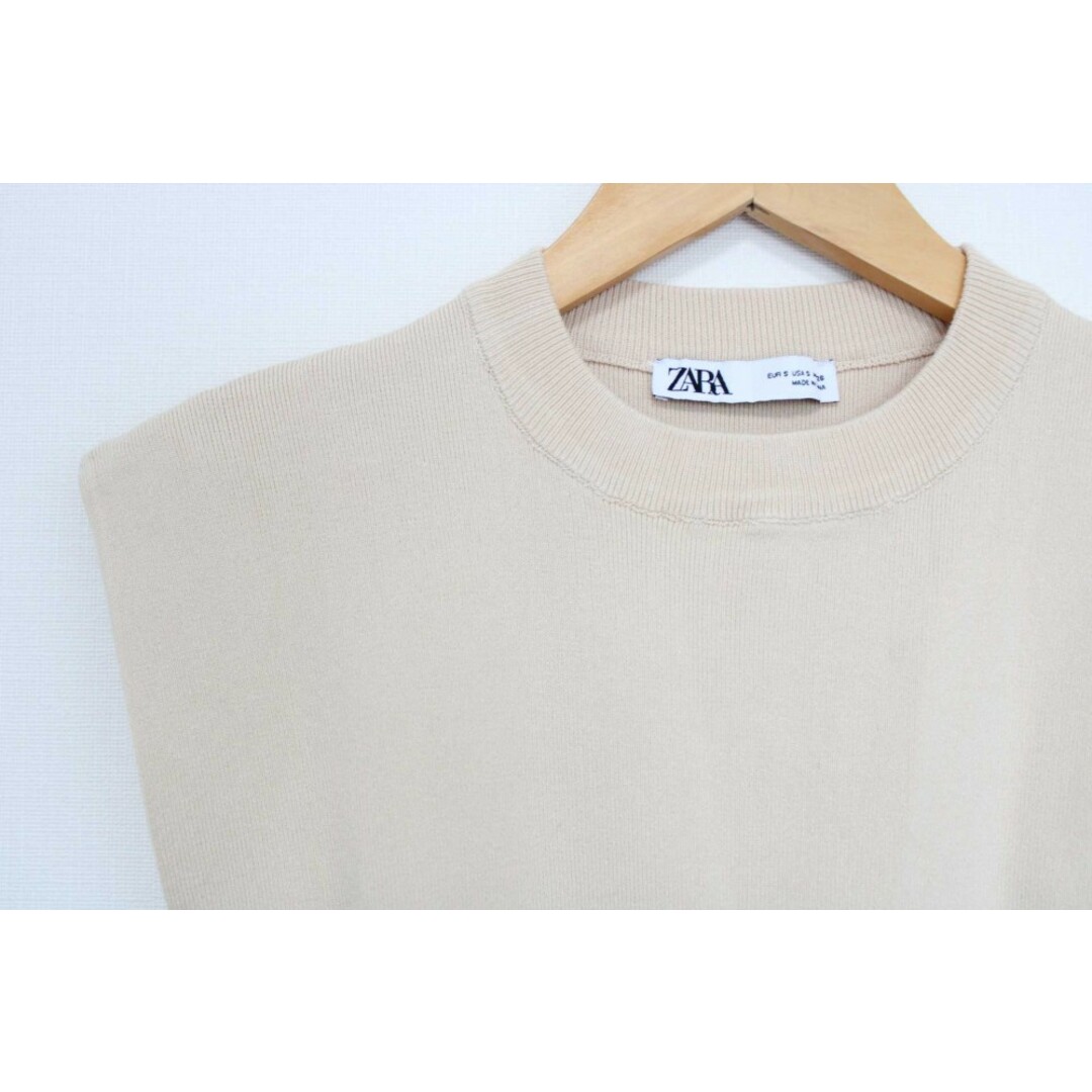 ZARA(ザラ)の【春夏物 新入荷】●ZARA/ザラ●ニットチュニック/ワンピース/半袖/クールネック ベージュ レディース S【中古】春夏 923042 レディースのトップス(チュニック)の商品写真