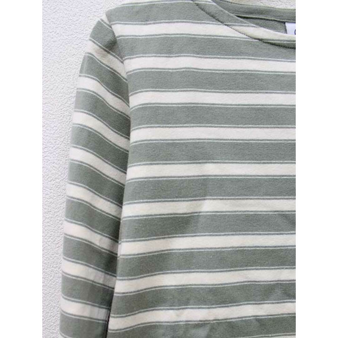 PETIT BATEAU(プチバトー)の【春物新入荷】■PETIT BATEAU/プチバトー■長袖ボーダーカットソー/長袖 グリーン×ホワイト/緑×白 レディース XS【中古】春秋 523042 レディースのトップス(Tシャツ(半袖/袖なし))の商品写真