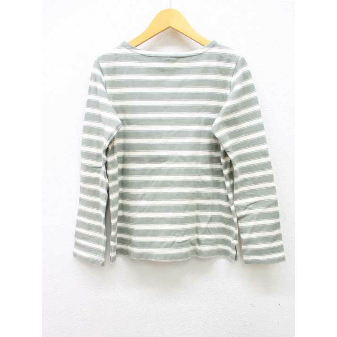 PETIT BATEAU(プチバトー)の【春物新入荷】■PETIT BATEAU/プチバトー■長袖ボーダーカットソー/長袖 グリーン×ホワイト/緑×白 レディース XS【中古】春秋 523042 レディースのトップス(Tシャツ(半袖/袖なし))の商品写真