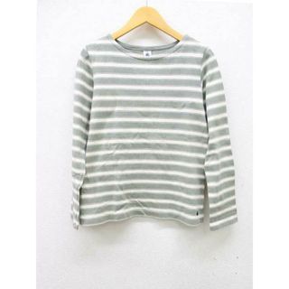 PETIT BATEAU - 【春物新入荷】■PETIT BATEAU/プチバトー■長袖ボーダーカットソー/長袖 グリーン×ホワイト/緑×白 レディース XS【中古】春秋 523042