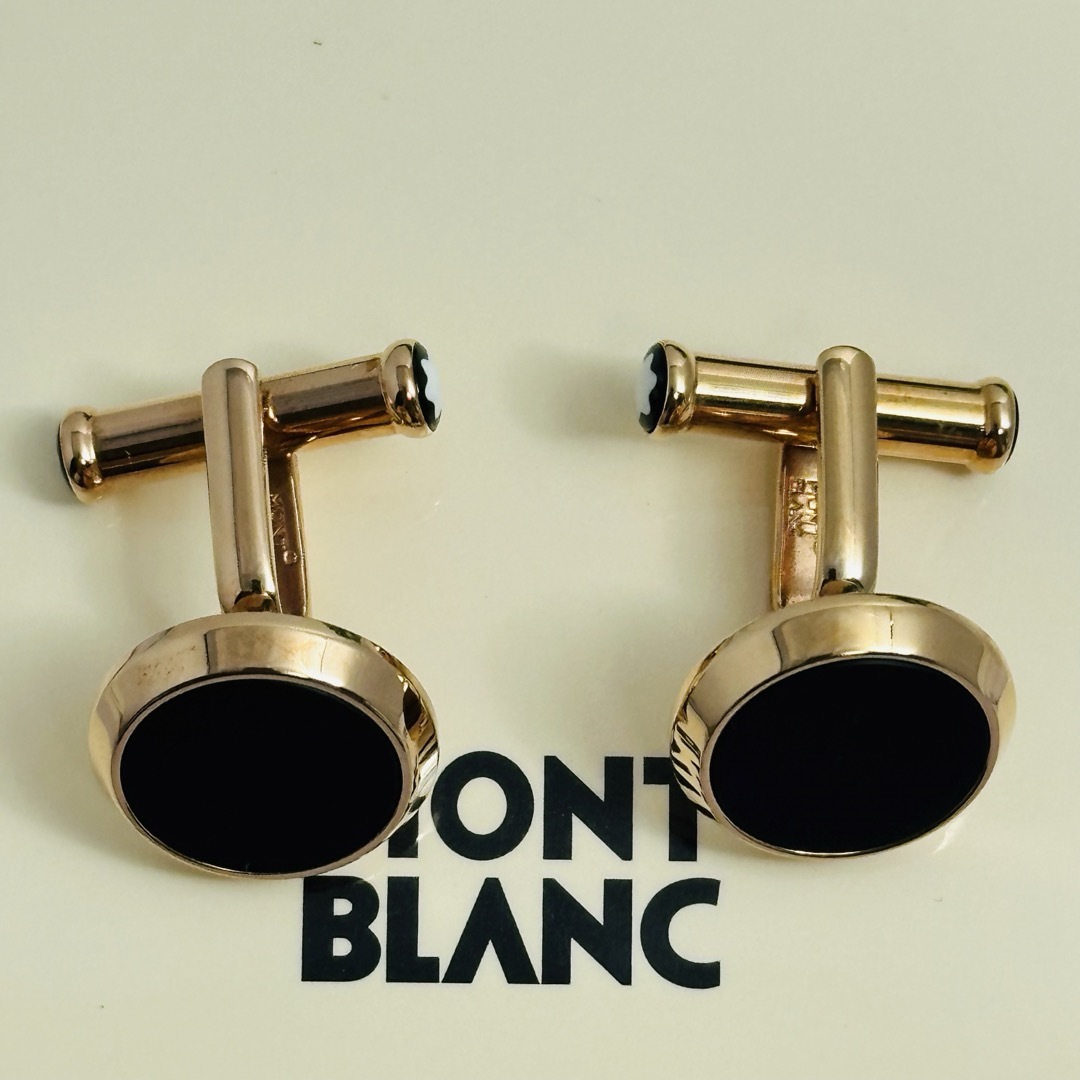 MONTBLANC(モンブラン)のモンブラン　マイスターシュテック　カフリンクス　カフス　オニキス　ゴールド メンズのファッション小物(カフリンクス)の商品写真