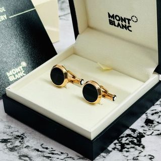 MONTBLANC - モンブラン　マイスターシュテック　カフリンクス　カフス　オニキス　ゴールド