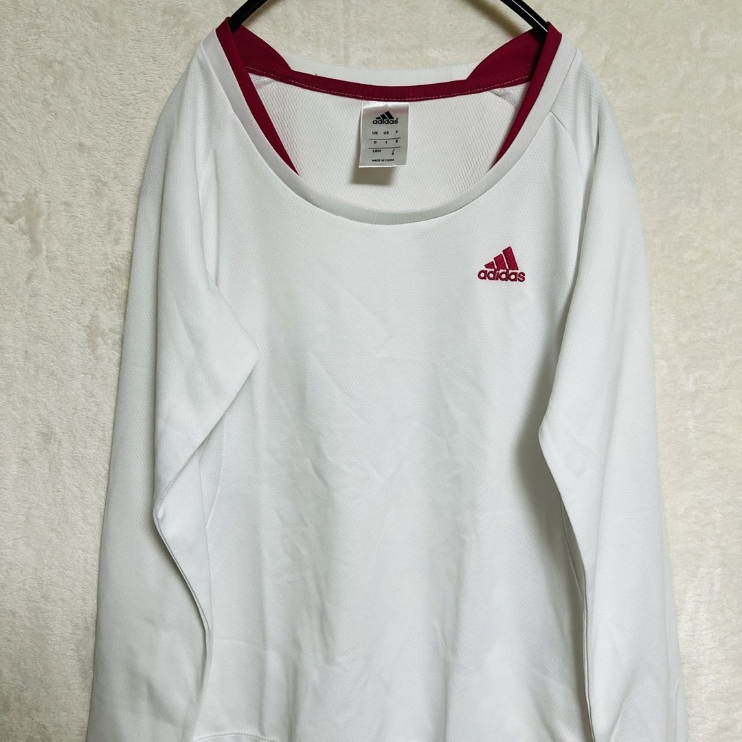 adidas(アディダス)のアディダス　ロングTシャツ　スポーツ系　ホワイト　サイズS レディースのトップス(Tシャツ(長袖/七分))の商品写真