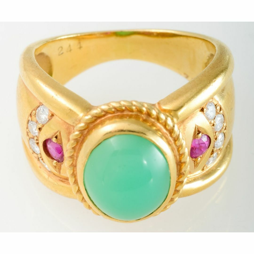 K18 カルセドニー・ルビー・ダイヤモンド 指輪 品番r22-234 レディースのアクセサリー(リング(指輪))の商品写真