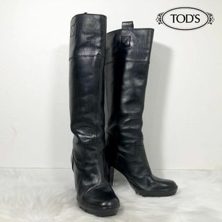 トッズ(TOD'S)のTOD'S トッズ レザー ブラック ロングブーツ 34 1/2(ブーツ)